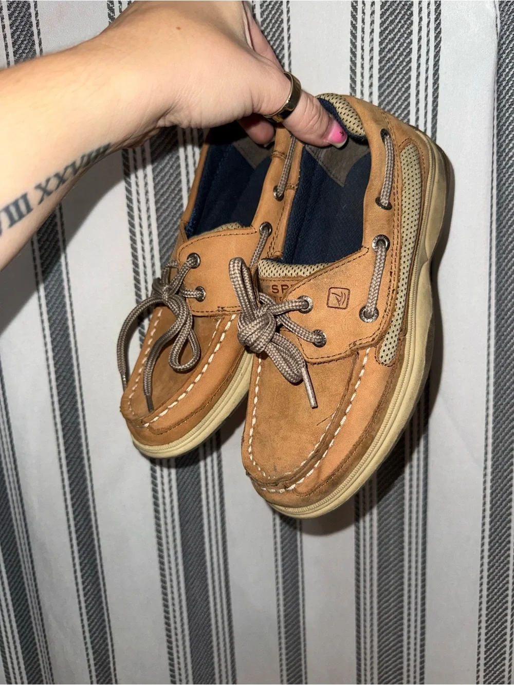 Sperry Tan Brown Kids Moccasin Boat Shoes